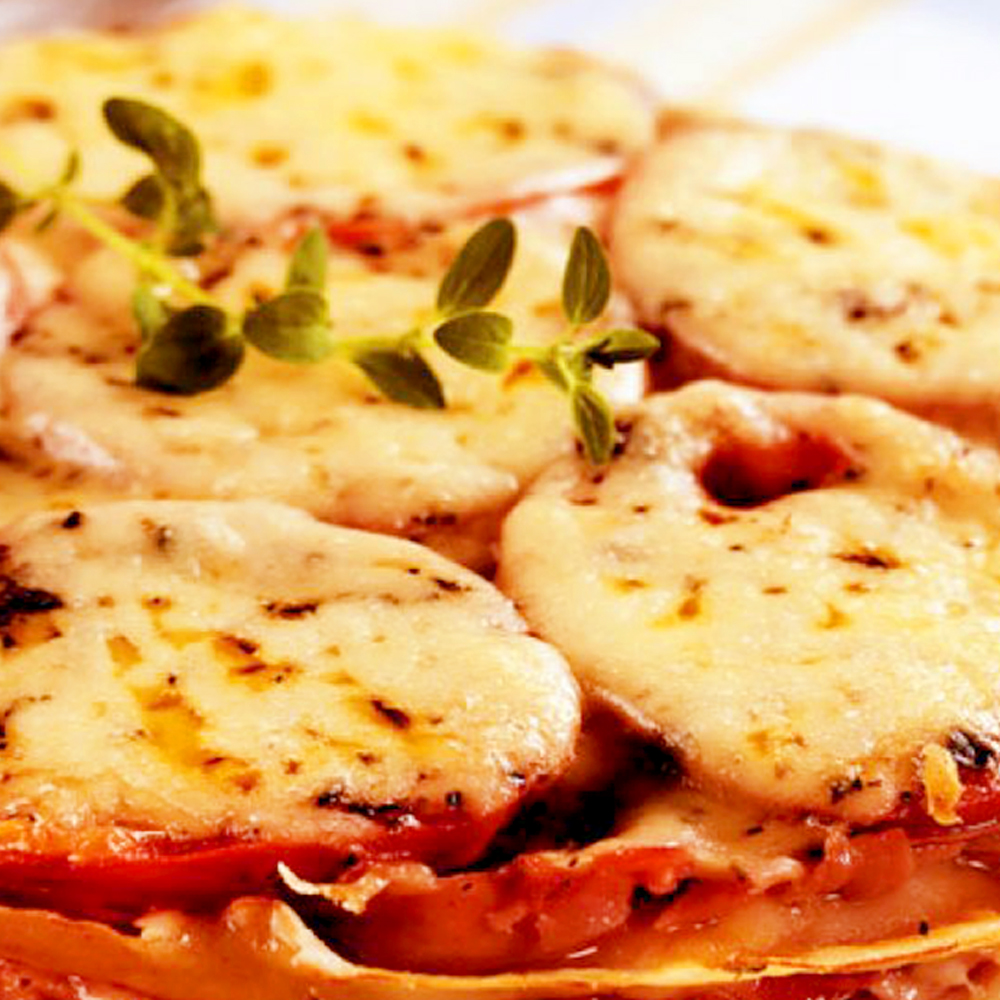 Gratinado de panqueca, Presunto Cofril e queijo