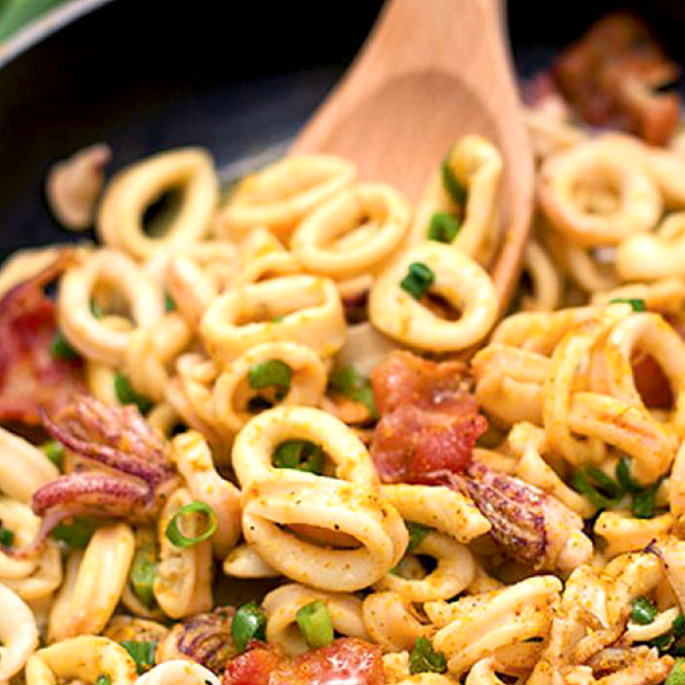 Lula salteada com Bacon Cofril